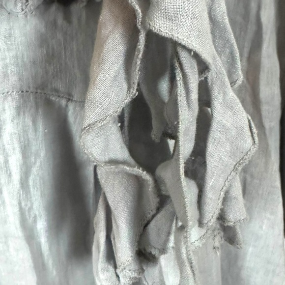 Ethereal Fairy Edwardian Linen Ruffle Tunic Dress Muted Periwinkle Size Medium - Picture 7 of 9